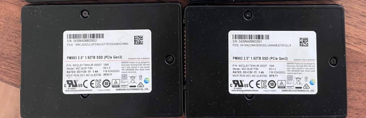 2x Samsung PM983 1.92TB U.2 NVMe Datacenter SSD - 100% Health - NAS ...