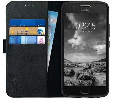 Rosso Deluxe Motorola Moto G5S Hoesje Echt Leer Book Case Zwart (Moto G5S) Zwart