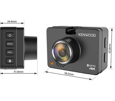 Kenwood DRV-A610W Dashcam - 4K HD - Draadloze app link - Achter-camera aansluiting