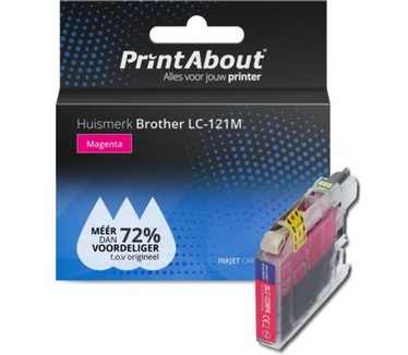 PrintAbout Huismerk Brother LC-121M Inktcartridge Magenta