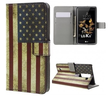 qMust LG K8 Wallet Case - hoesje met stand - USA