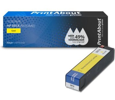 PrintAbout Huismerk HP 991X (M0J98AE) Inktcartridge Geel Hoge capaciteit