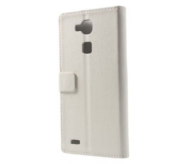 Kees Lederlook Portemonnee Hoesje Huawei Ascend Mate 7 - Wit