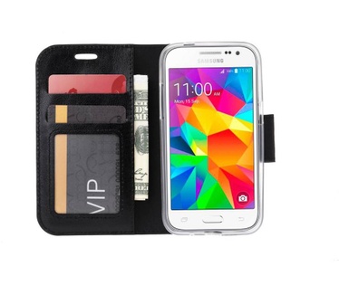 Luxe Lederen Bookcase hoesje voor de Samsung Galaxy Core Prime G360 - Zwart (Samsung Galaxy Core Prime G360) Zwart