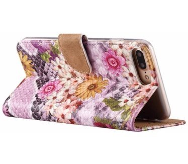 Slangen en Bloemen print lederen Bookcase hoesje voor de Apple iPhone 7 Plus - alle kleuren (Apple iPhone 7 Plus) Multi-color