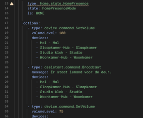 Google Home scripteditor op smartphone