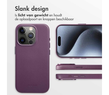 Accezz MagSafe Leather Backcover iPhone 15 Pro - Paars