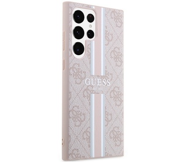 Guess 4G Printed Stripe Back Case Samsung Galaxy S23 Ultra - Roze Roze