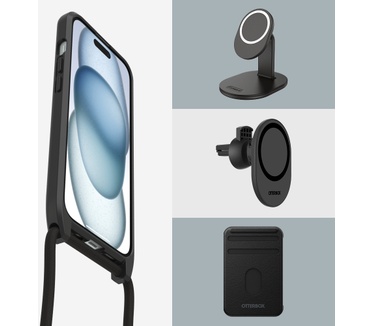 Otterbox React Series Necklace MagSafe voor iPhone 15, Black (iPhone 15) Zwart