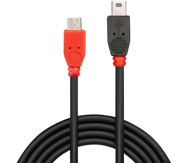 Lindy USB Micro-B - USB Mini-B, 0.5m Rood, Zwart