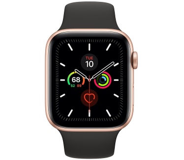 Apple Watch Series 5 (44mm) aluminium, sportbandje Goud (Zwart)