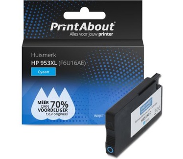 PrintAbout Huismerk HP 953XL (F6U16AE) Inktcartridge Cyaan Hoge capaciteit