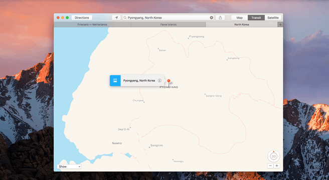 macOS Sierra tabs in Maps