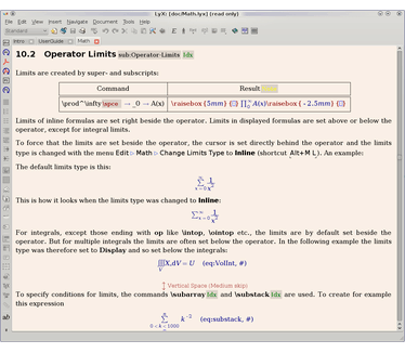 LyX screenshot