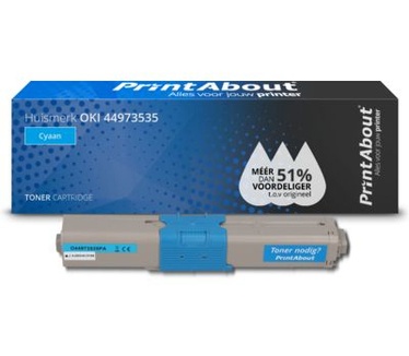 PrintAbout Huismerk OKI 44973535 Toner Cyaan