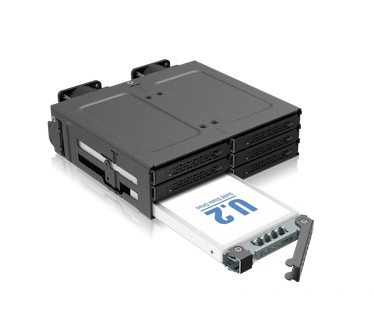 Icy Dock ToughArmor MB118VP-B - storage enclosure - 6 x U.2/U.3 NVMe SSD mobile rack for 5.25"? bay with SlimSAS SFF-8654 8i - PCIe 4.0 - PCIe 4.0 Zwart