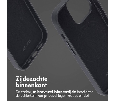 Accezz MagSafe Leather Backcover iPhone 14 Pro - Zwart