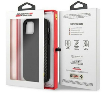 Ferrari Smooth Carbon Back Case - iPhone 12 Mini (5.4") - Zwart Zwart