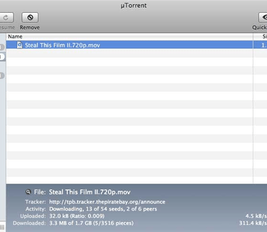 µTorrent Mac screenshot
