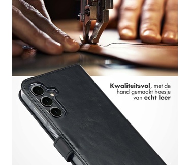 Selencia Echt Leren Bookcase Samsung Galaxy A16 - Zwart