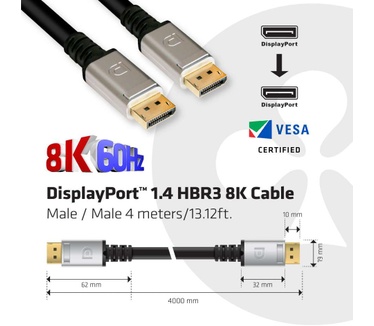 Club 3D DisplayPort 1.4 HBR3 8K Kabel M/M 4meter