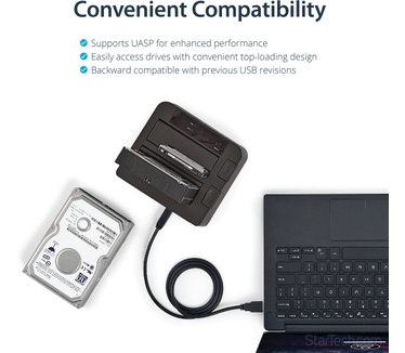 Startech.com USB 3.1 (10Gbps) dubbel harddisk docking station voor 2,5 en/of 3,5" SATA SSD/HDD Zwart