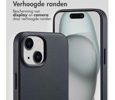 Accezz MagSafe Leather Backcover iPhone 15 - Zwart