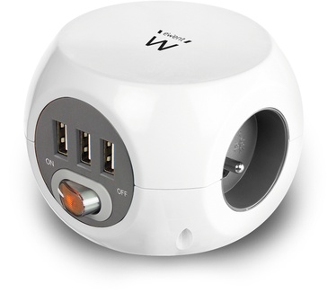 Ewent EW3952 Kubusvormige stekkerdoos 3x inclusief 3 USB-poorten, 1.5m (België)