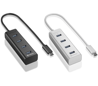 Sharkoon 4-Poort USB 3.0 Hub Type C Zilver