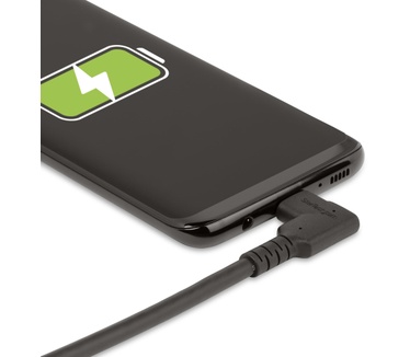 Startech.com 50cm Haakse USB-C Kabel, Rugged, USB 3.2 Gen 2 (10 Gbps), USB C naar C Data transfer Kabel met Rechte Hoek, 4K 60Hz DP Alt Mode, 100W Power Delivery, USB Type-C Kabel