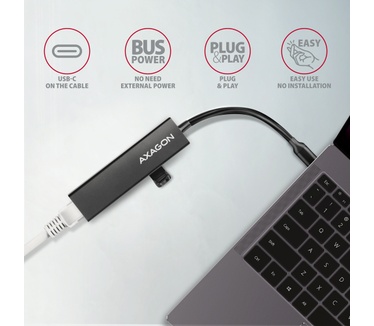 Axagon HMC-GL3A USB-C-Hub 3x USB-A Gbit-LAN schwarz