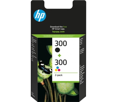 HP 300 originele zwarte/drie-kleuren inktcartridges, 2-pack
