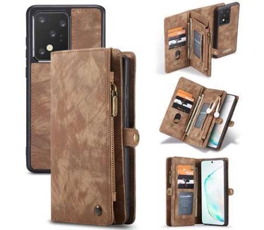 Caseme Samsung Galaxy S20 Ultra Luxe Leren Portemonnee Hoesje Bruin