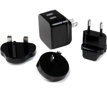 Startech.com 2-poorts USB-lader hoog vermogen (17 W / 3,4 A) reislader (internationaal) zwart