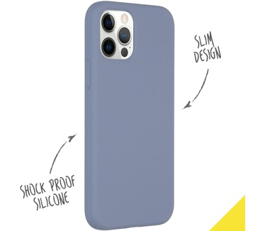 Accezz Liquid Silicone Backcover iPhone 12 (Pro) - Lavender Gray (iPhone 12 Pro, iPhone 12) Paars