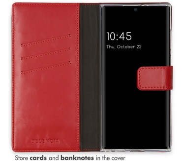 Selencia Echt Lederen Bookcase Samsung Galaxy S22 Ultra - Rood
