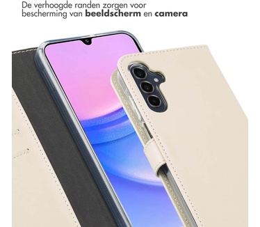 Selencia Echt Lederen Bookcase Samsung Galaxy A15 (5G / 4G) - Greige