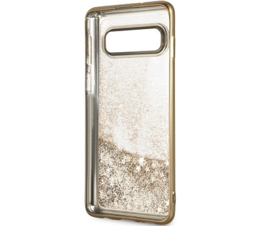 Guess 4G Peony Liquid Glitter HardCase Samsung Galaxy S10+ - Goud  Goud