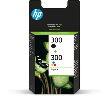 HP 300 originele zwarte/drie-kleuren inktcartridges, 2-pack