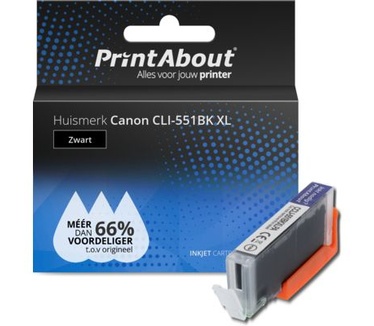 PrintAbout Huismerk Canon CLI-551BK XL Inktcartridge Zwart Hoge capaciteit