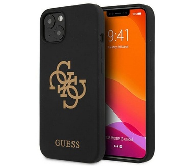 Guess Silicone 4G Logo BackCase Apple iPhone 13 Mini (5.4") Zwart Zwart