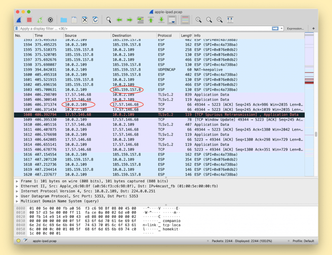 iOS ProtonVPN Wireshark
