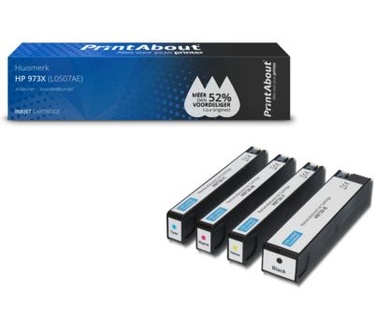 PrintAbout Huismerk HP 973X (L0S07AE) Inktcartridge 4-kleuren Voordeelbundel Hoge capaciteit