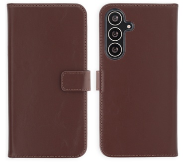 Selencia Echt Leren Bookcase Samsung Galaxy S25 FE - Donkerbruin