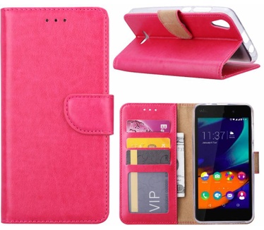 Luxe Lederen Bookcase hoesje voor de Wiko Lenny4 - Roze (Wiko Lenny 4) Roze