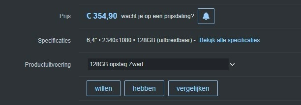 nieuwe interactie pricealert