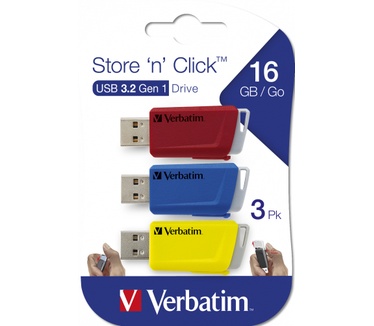 Verbatim Store 'n' Click 16GB Blauw/Rood (3 stuks)