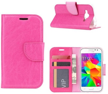 Luxe Lederen Bookcase hoesje voor de Samsung Galaxy Core Prime G360 - Roze (Samsung Galaxy Core Prime G360) Roze