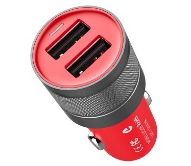 hoco Autolader UC205 - 4.8A output - twee USB poorten - Red