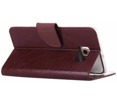Luxe Lederen Bookcase hoesje voor de Samsung Galaxy S6 Edge Plus - Bruin (Samsung Galaxy S6 Edge Plus) Bruin